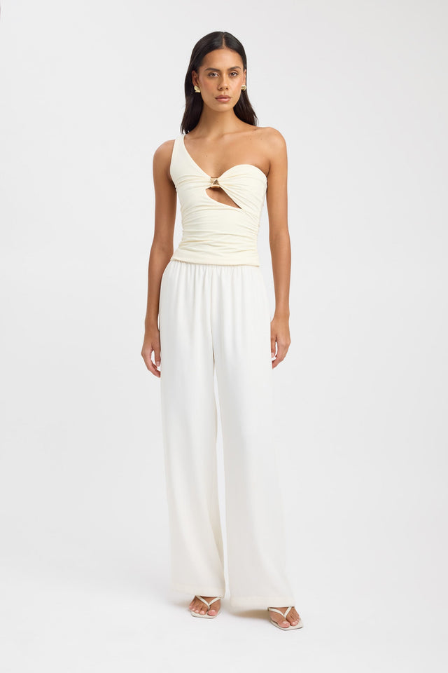 front Solene Top Kookai Fitted Asymmetry Sleeveless Womens-Blouse 