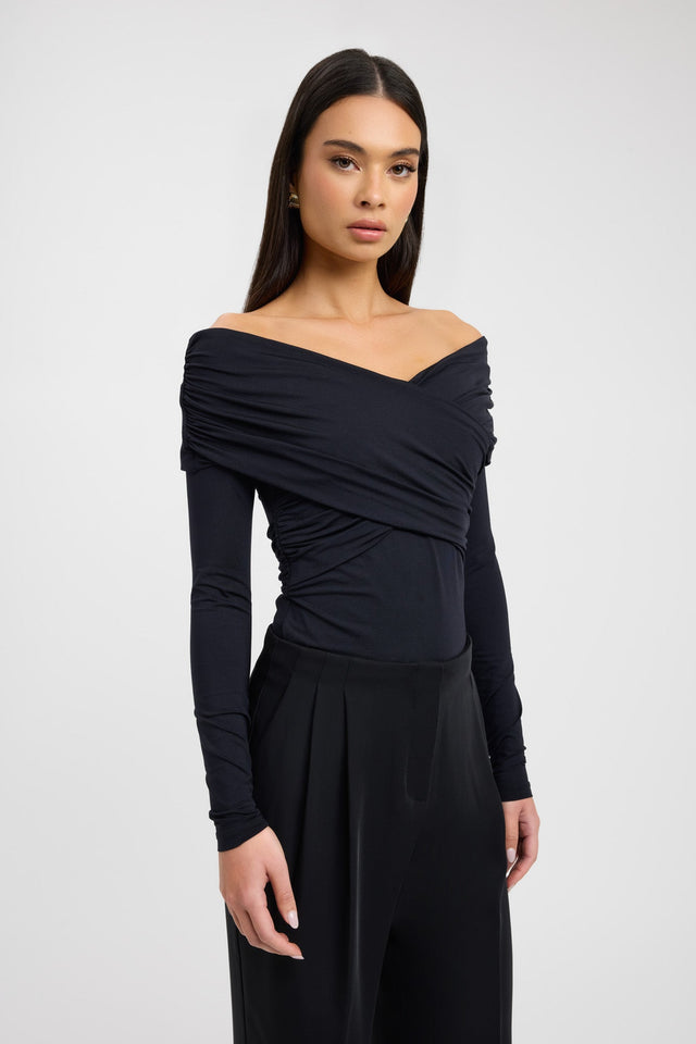 side Kalia Long Sleeve Top Kookai Fitted V-neck Long sleeve Womens-Blouse 