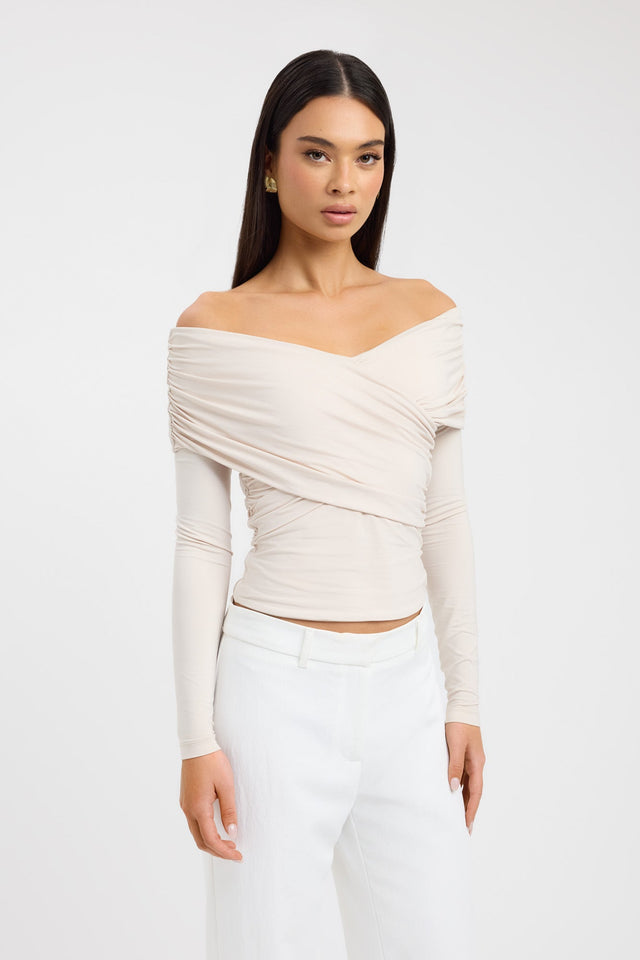 front Kalia Long Sleeve Top Kookai Fitted V-neck Long sleeve Womens-Blouse 