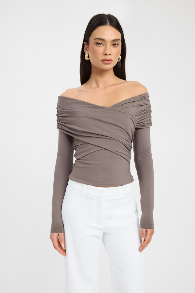 front Kalia Long Sleeve Top Kookai Fitted V-neck Long sleeve Womens-Blouse 