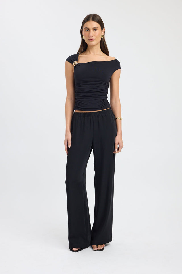 front Mara Top Kookai Fitted Asymmetry Sleeveless Womens-Blouse 
