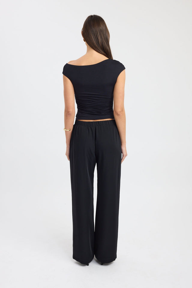 back Mara Top Kookai Fitted Asymmetry Sleeveless Womens-Blouse 