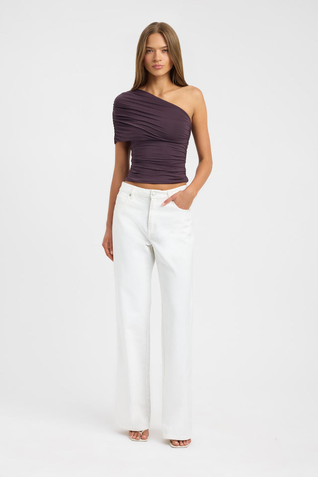 front Solara Top Kookai Fitted Asymmetry Short sleeves Womens-Blouse 