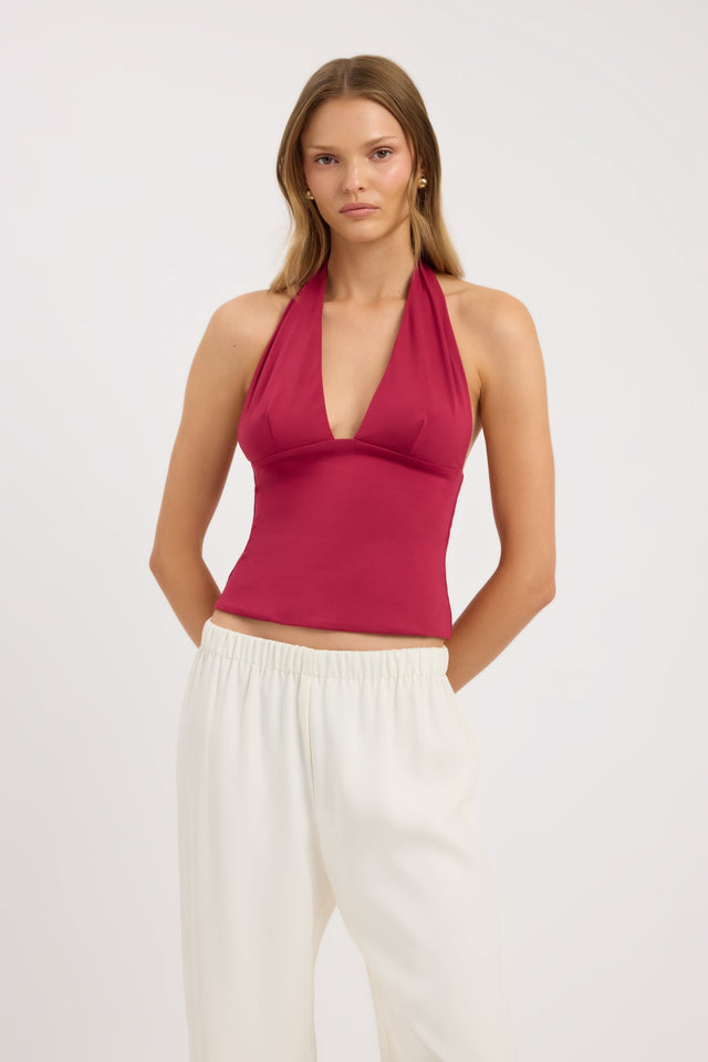 front Lori Top Kookai Fitted V-neck Sleeveless Womens-Blouse 