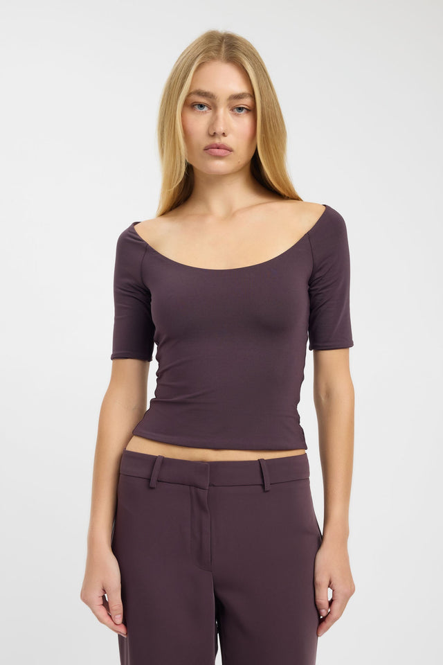 front Kaia Top Kookai Fitted Scoopneck Half sleeves Womens-Blouse 