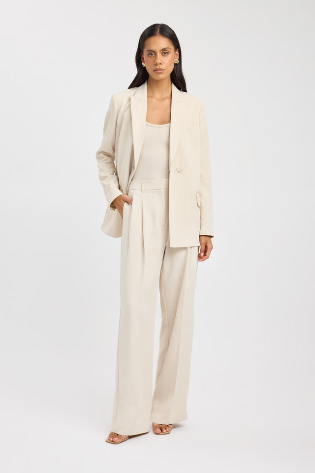 front Opal Adjustable Pant Kookai Sleeveless Blazer Full length white womens-coats-and-jackets 