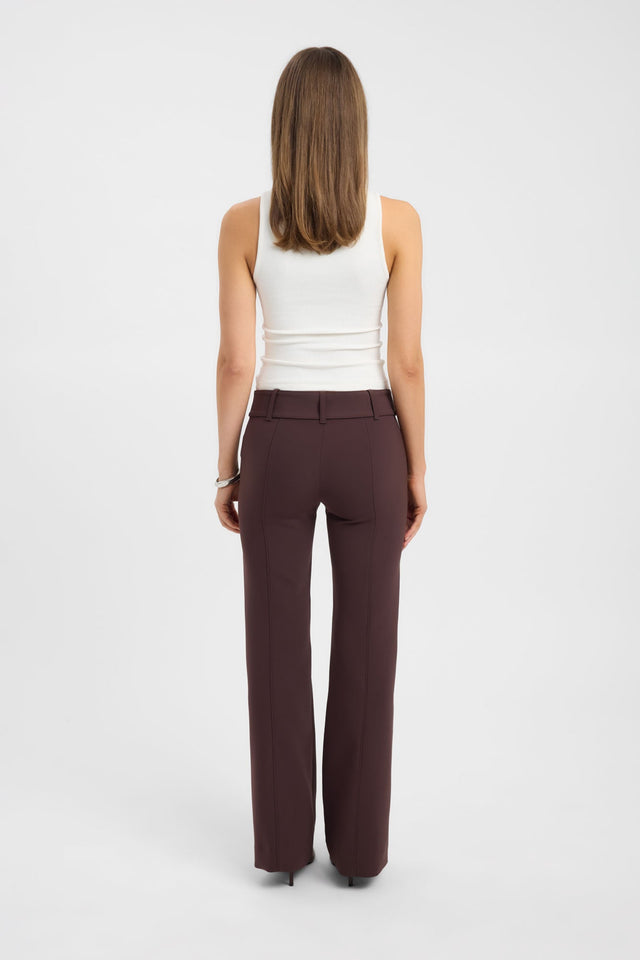 Crafted with the Alto Buckle Pant in womens regular pants with wide-leg high-rise design and saddle brown colour back