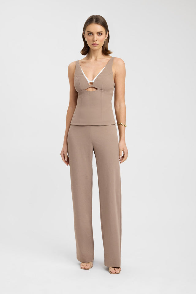 front Ariel Double Bra Top Kookai Fitted V-neck Sleeveless Womens-Blouse 