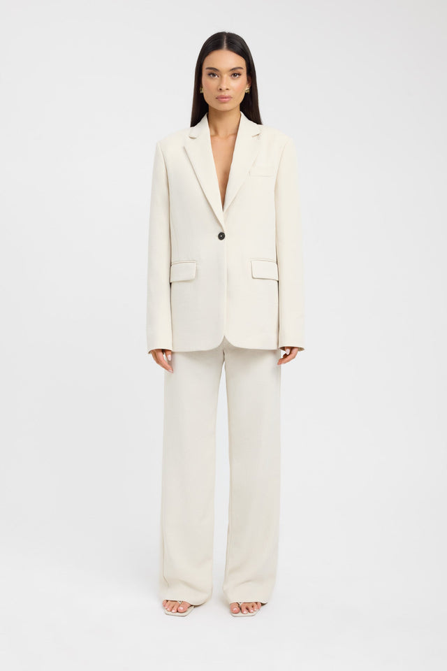 side Ariel Button Blazer Kookai Long sleeve Blazer Full length grey womens-coats-and-jackets 