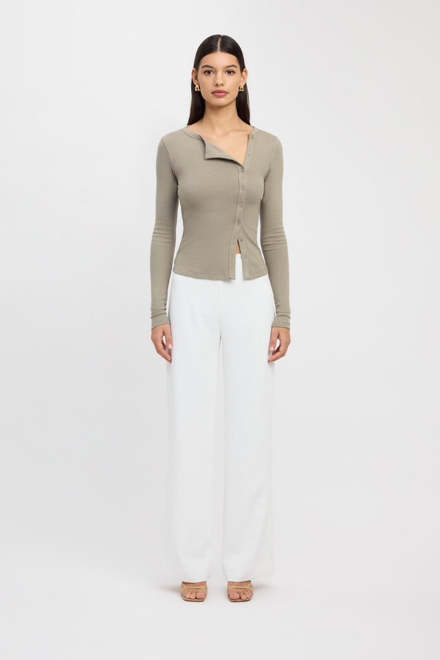side Bec Button Top Kookai Fitted Roundneck Long sleeve Womens-Blouse 