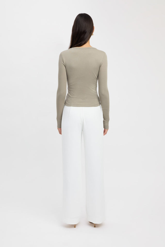 back Bec Button Top Kookai Fitted Roundneck Long sleeve Womens-Blouse 