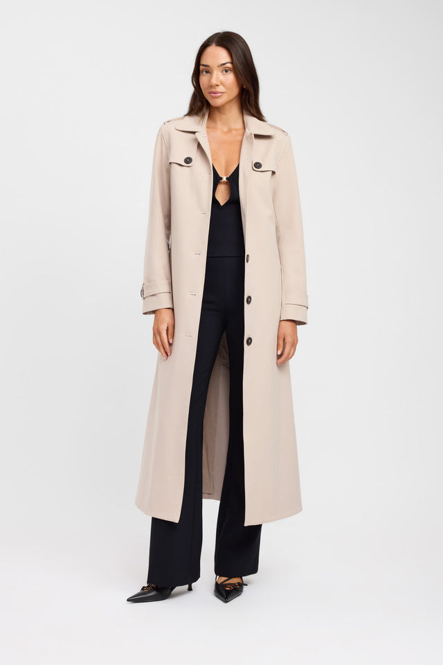 product Berlin Button Trench Kookai Long sleeve Trench-coat Full length beige womens-coats-and-jackets 