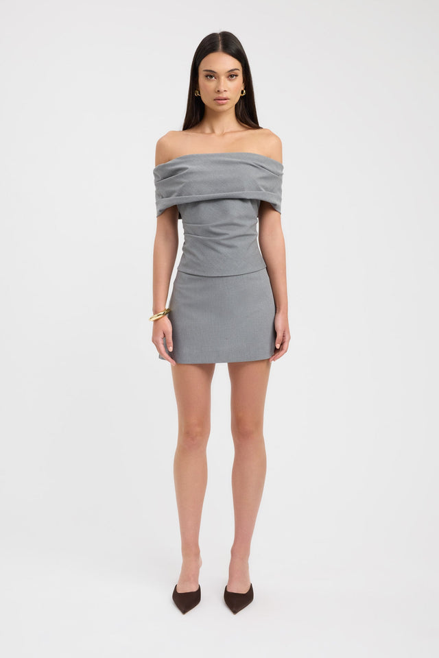 side Dallas Low Rise Skirt Kookai Straight Mini brown womens-skirts 