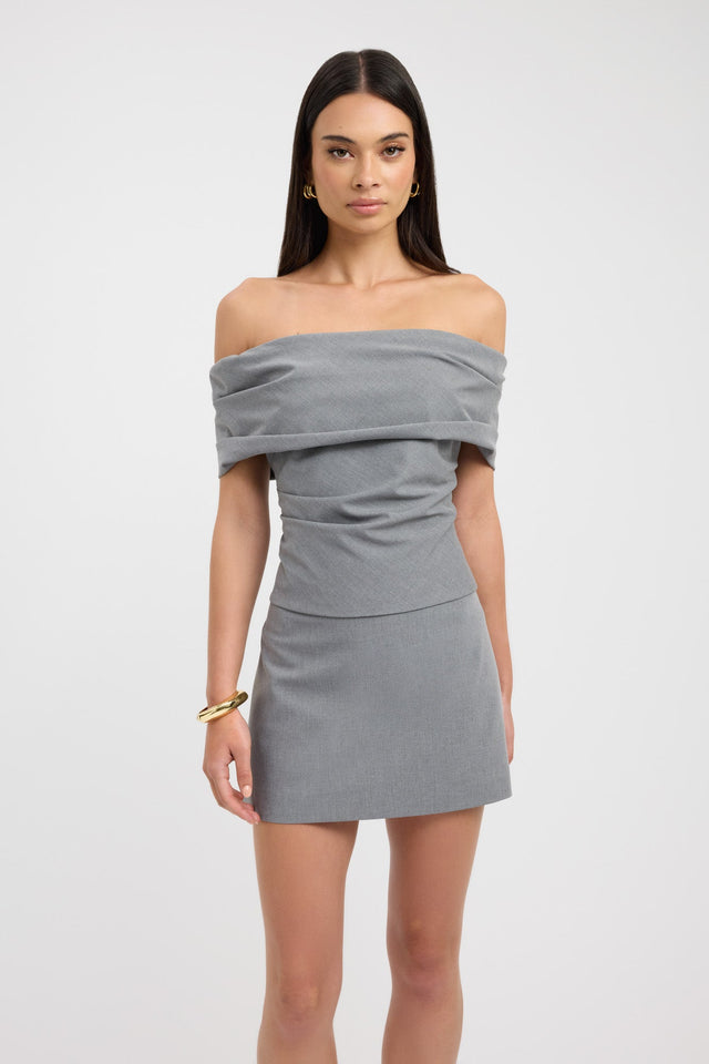 front Dallas Low Rise Skirt Kookai Straight Mini brown womens-skirts 