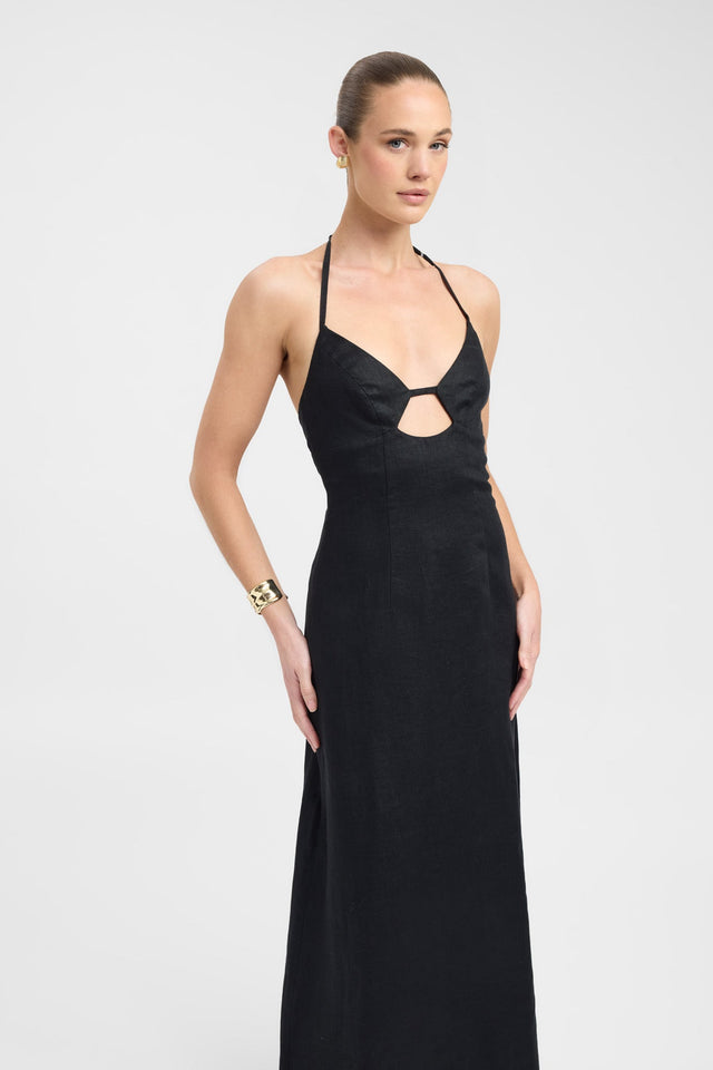 side Palm Bra Maxi Dress Kookai Aline Maxi Fitted Sweetheart black womens-dresses 