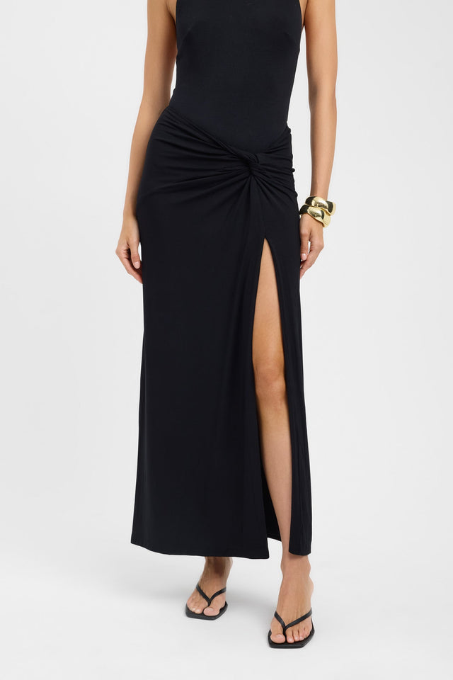 front Quinn Maxi Skirt Kookai Straight Maxi black womens-skirts 