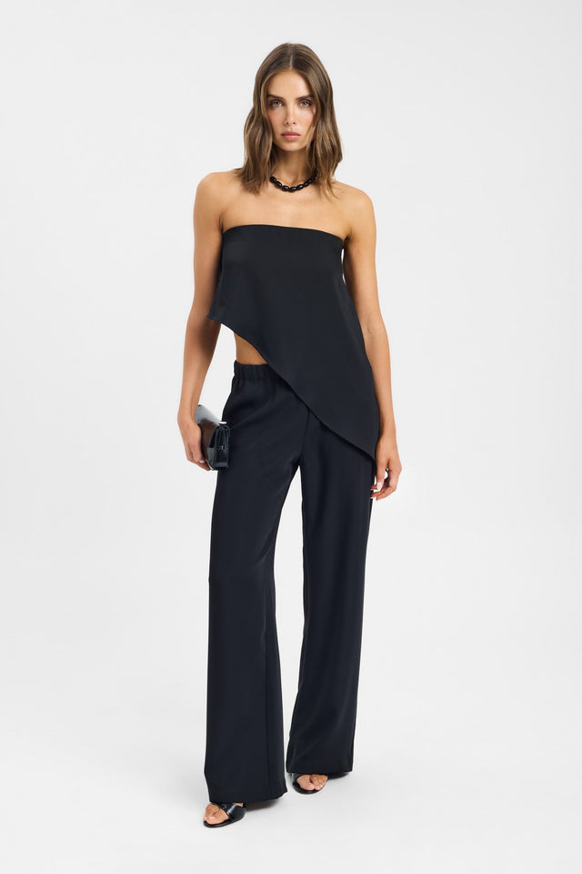 front Maria Strapless Asymmetric Top Kookai Fitted Straight Sleeveless Womens-Blouse 