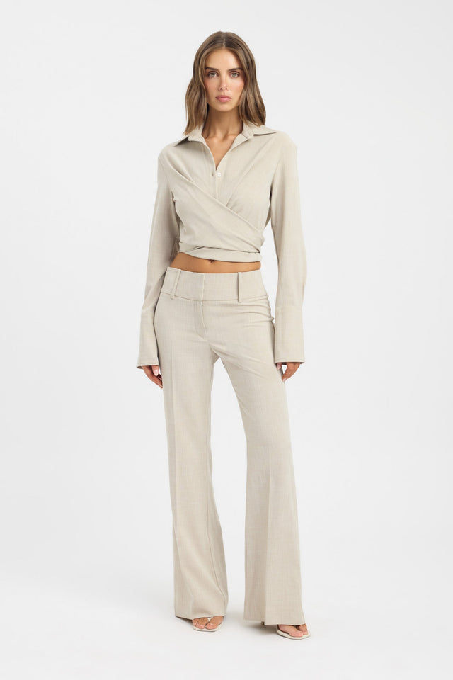 side Clemence Wrap Shirt Kookai Fitted Long sleeve Womens-Blouse 