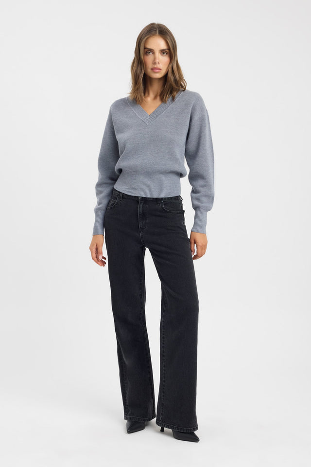 side Dalton Vee Jumper Kookai Relaxed V-neck Long sleeve Womens-Blouse 
