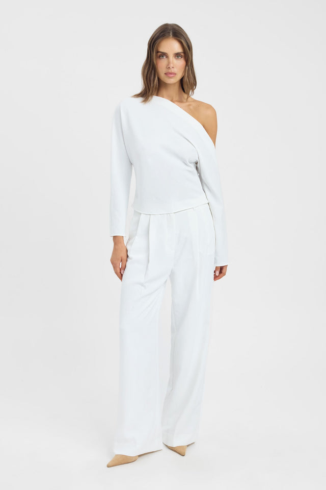 front Opal Drape Long Sleeve Top Kookai Fitted Asymmetry Long sleeve Womens-Blouse 