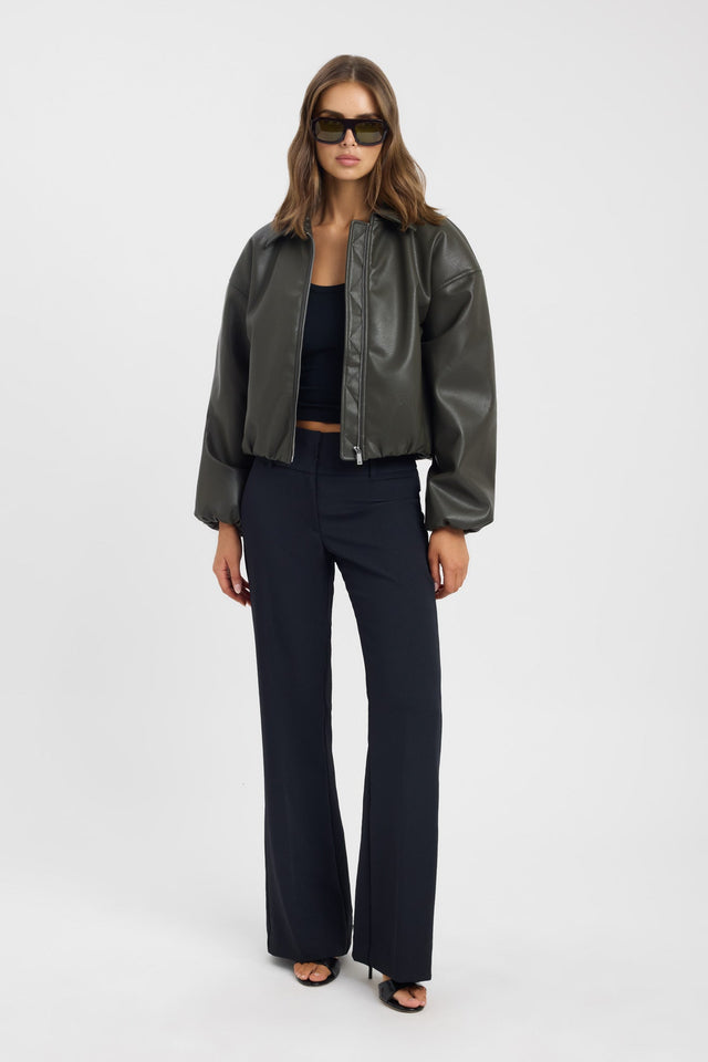 side Heavy Phoenix Bomber Jacket Kookai Long sleeve Bomber cropped womens-coats-and-jackets 