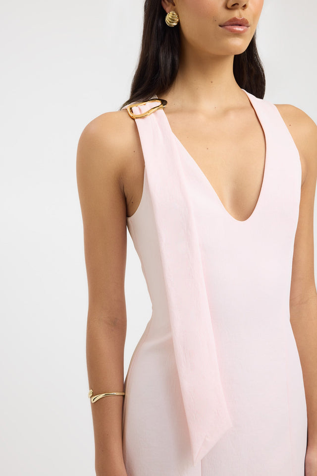 side Ariel Buckle Slider Dress Kookai Bodycon Mini Fitted V-neck womens-dresses 