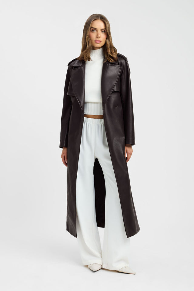 Showcasing the Heavy Phoenix Tied Trench womens coats and jackets with full sleeves in black side