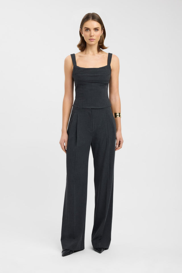 side Dallas Pleated Pant Kookai Wide-leg Mid-rise brown womens-regular-pants 