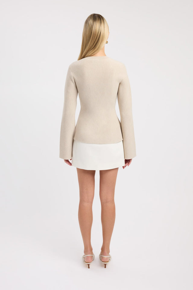 back Dalton Crew Cardigan Kookai Round neck Fitted grey womens-jumpers 