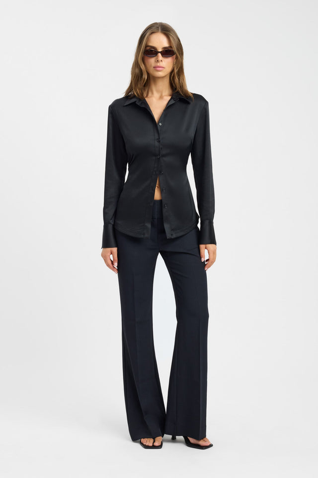 side Palermo Cinch Shirt Kookai Fitted V-neck Long sleeve Womens-Blouse 