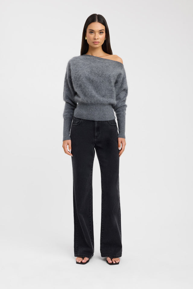 front Geneva One Shoulder Jumper Kookai Asymmetry Relaxed brown womens-jumpers 