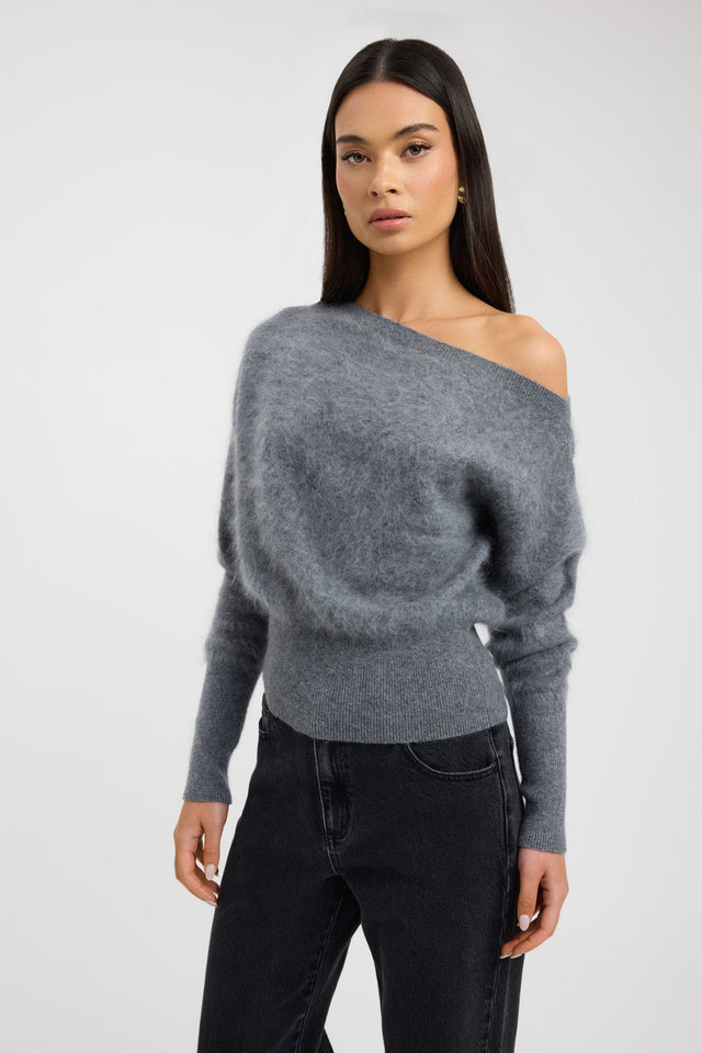 side Geneva One Shoulder Jumper Kookai Asymmetry Relaxed brown womens-jumpers 