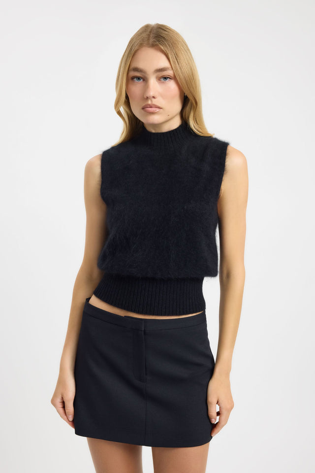 front Geneva Tank Kookai Fitted Highneck Sleeveless Womens-Blouse 