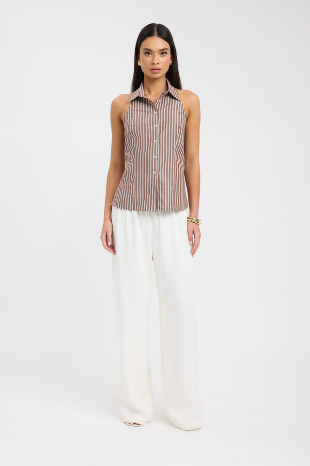 front Harvey Halter Shirt Kookai Fitted V-neck Sleeveless Womens-Blouse 