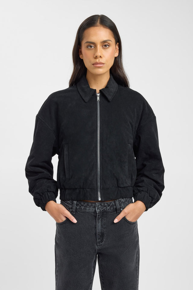 front Suki Bomber Kookai Long sleeve Bomber Short brown womens-coats-and-jackets 