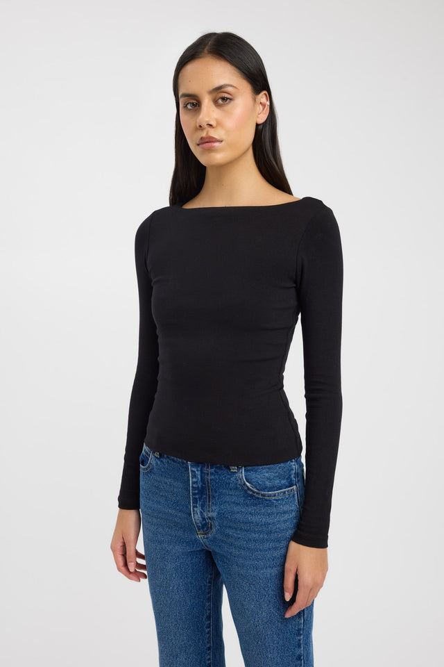 side Jordie Boat Long Sleeve Top Kookai Fitted Boatneck Long sleeve Womens-Blouse 
