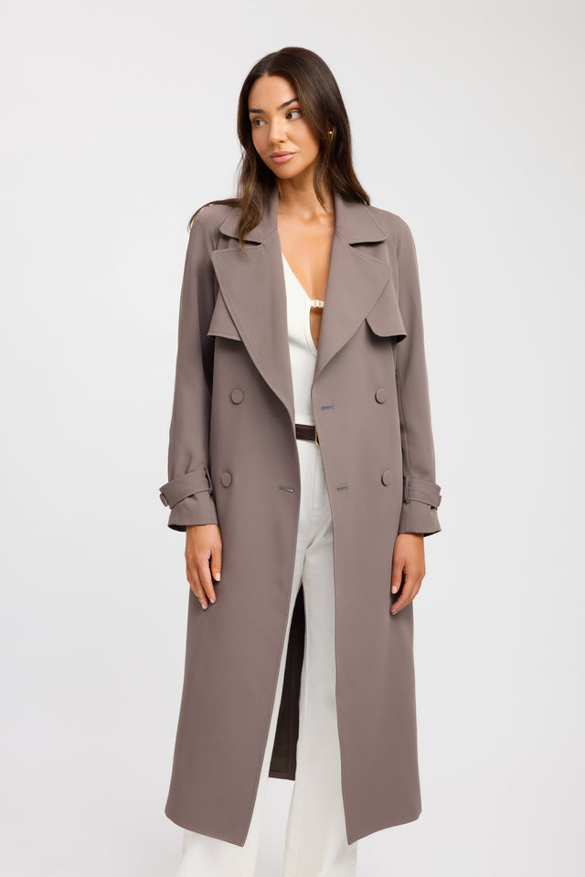 product Lars Core Trench Kookai Long sleeve Trench-coat Full length grey womens-coats-and-jackets 