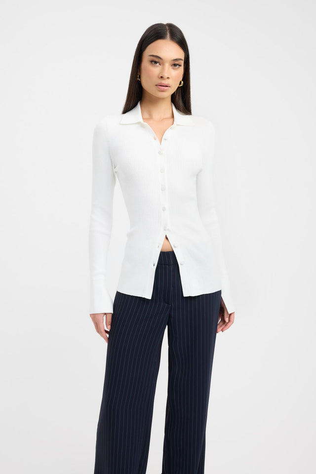 front Lola Button Up Cardigan Kookai Fitted V-neck Long sleeve Womens-Blouse 