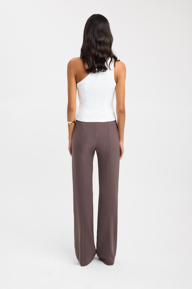 back Alto Long Flare Pants Kookai Regular High-rise brown womens-regular-pants 