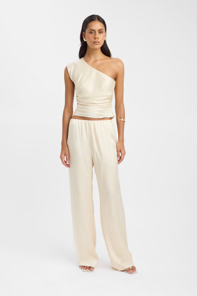 front Monty One Shoulder Top Kookai Fitted Asymmetry Sleeveless Womens-Blouse 