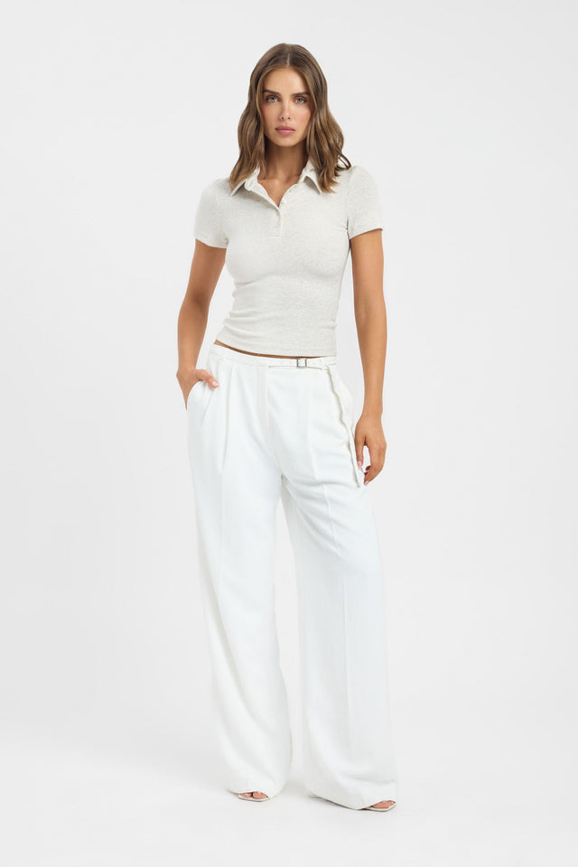 side Myles Polo Top Kookai Fitted V-neck Short sleeves Womens-Blouse 
