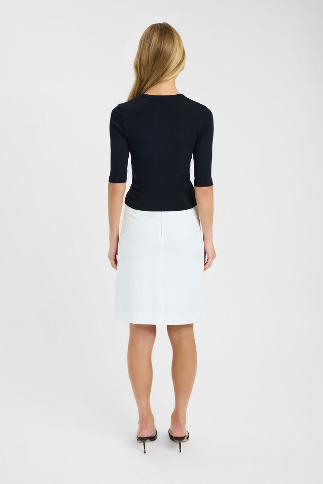 back Nat Button Top Kookai Fitted Roundneck Half sleeves Womens-Blouse 