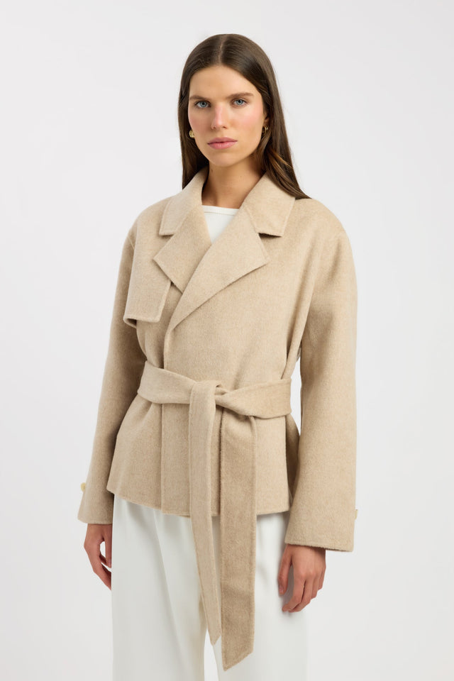 front Rommie Cropped Wool Jacket Kookai Long sleeve Overcoat Short womens-coats-and-jackets 