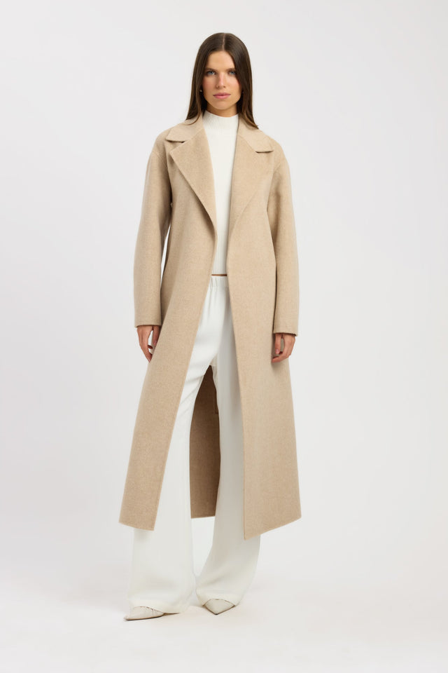side Rommie Wool Coat Kookai Long sleeve Overcoat Full length womens-coats-and-jackets 