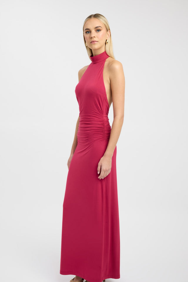 side Nikola Maxi Dress Kookai Bodycon Maxi Fitted Highneck brown womens-dresses 