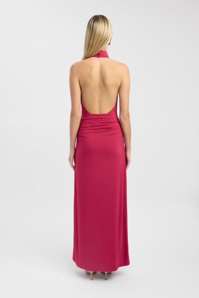 back Nikola Maxi Dress Kookai Bodycon Maxi Fitted Highneck brown womens-dresses 