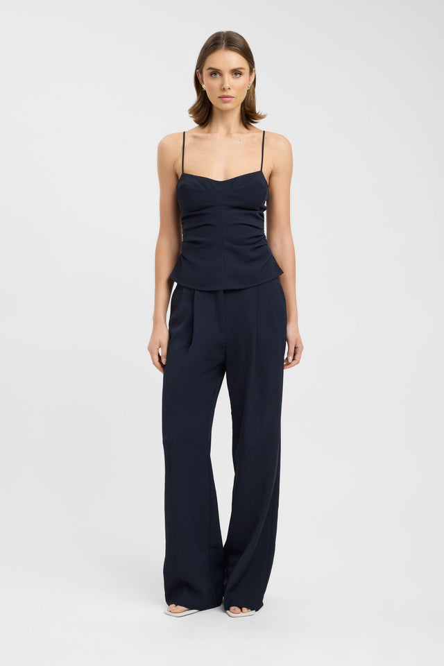 side Opal Cinch Top Kookai Fitted Thin strap Sweetheart black womens-singlets 