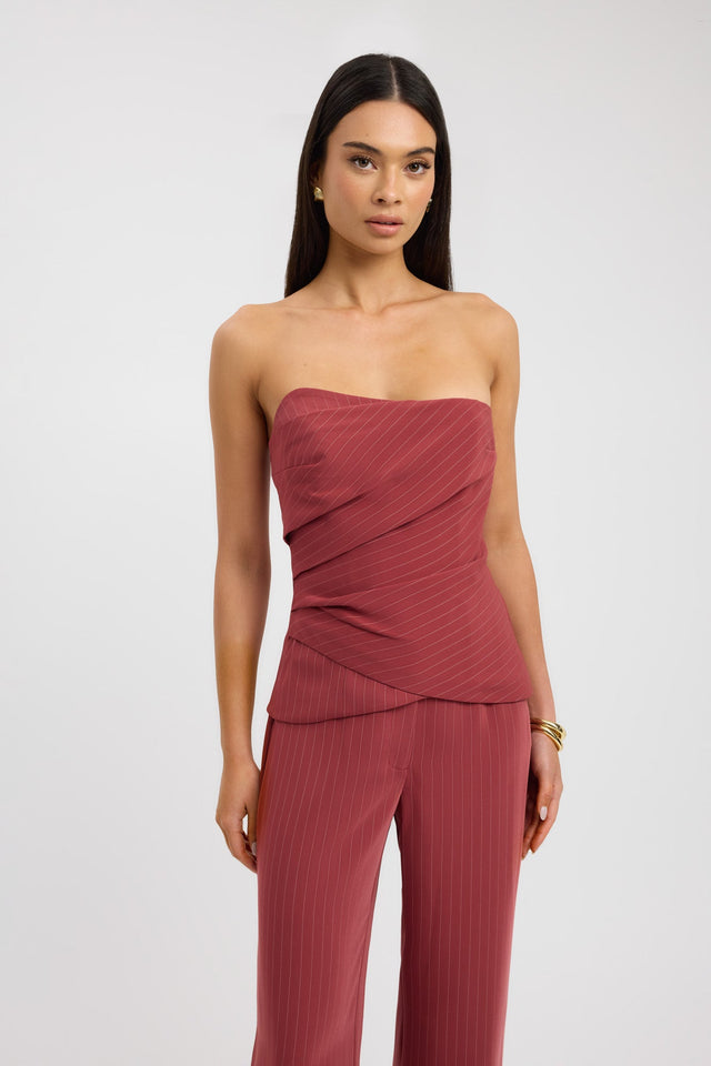 front Oslo Tuck Top Kookai Fitted Asymmetry Sleeveless Womens-Blouse 