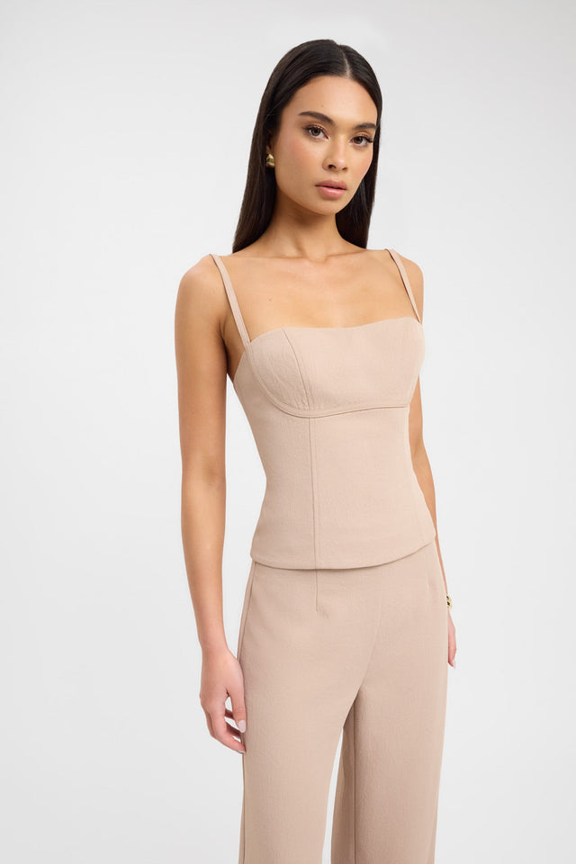 side Oyster Bind Tank Kookai Fitted Sweetheart Sleeveless Womens-Blouse 