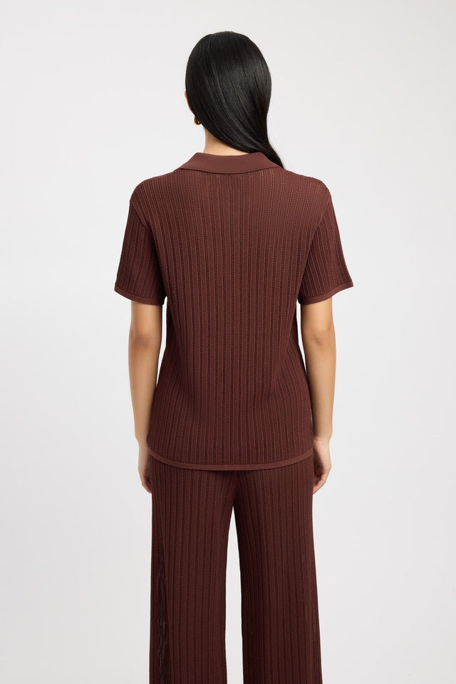 front Samara Shirt Kookai Relaxed Highneck Short sleeves Womens-Blouse 